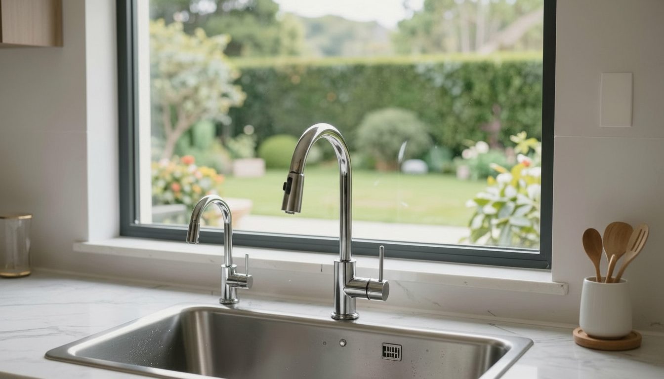 Bếp gia đình dùng máy lọc nước Kitz Micro Filter uống trực tiếp tại vòi